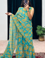 Blissful Turquoise 1-Minute Ready To Wear Georgette Gown Saree