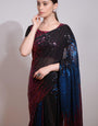 Mellifluous Black And Blue Georgette Sequence Work Saree