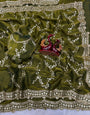 Charming Green Fandy Silk Sequence Embroidery Work Saree