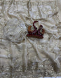 Sensational Off White Fandy Silk Sequence Embroidery Work Saree