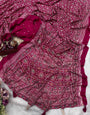 Resonant Dark Pink Crape Silk Ajrakh Printed Mirror Work Saree