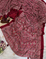 Charismatic Red Crape Silk Ajrakh Printed Mirror Work Saree