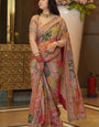 Preferable Multicolor Chinon Silk Printed Mirror Work Saree