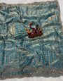 Exemplary Firozi Fandy Silk Sequence Embroidery Work Saree