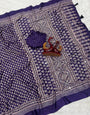 Adoring Royal Blue Crape Silk Ajrakh Printed Mirror Work Saree