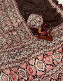 Panoply Brown Crape Silk Ajrakh Printed Mirror Work Saree
