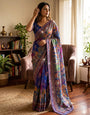 Ephemeral Multicolor Chinon Silk Printed Mirror Work Saree
