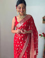 Enamoring 1-Minute Ready To Wear Red Cotton Silk Saree