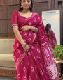 Lissome 1-Minute Ready To Wear Dark Pink Cotton Saree
