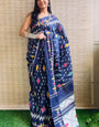 Amiable 1 Minute Ready To Wear Navy Blue Mul Cotton Digital Printed Saree
