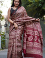 Unique Maroon 1 Minute Ready To Wear Digital Printed Crape Silk Saree