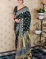 Flattering Black 1 Minute Ready To Wear Digital Printed Crape Silk Saree