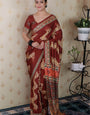 Glowing Brown 1 Minute Ready To Wear Digital Printed Crape Silk Saree
