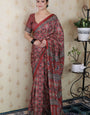 Posh Maroon 1 Minute Ready To Wear Digital Printed Crape Silk Saree