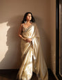 Beguiling Beige Satin Silk Mirror Work Saree With Resonant Blouse Piece