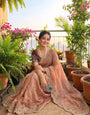 Pulsating Peach Fendy Silk Sequence Embroidery Work Saree With Stitched Blouse