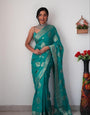 Brood 1-Minute Ready To Wear Sea Green Cotton Silk Saree