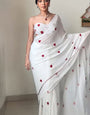 Transcendent 1-Minute Ready To Wear White Georgette Saree