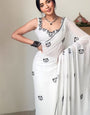 Propinquity 1-Minute Ready To Wear White Georgette Saree