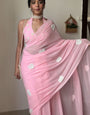 Enticing 1-Minute Ready To Wear Pink Georgette Saree