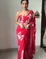 Hypnotic 1-Minute Ready To Wear Red Georgette Saree
