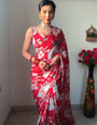 Enigmatic 1-Minute Ready To Wear Red Georgette Saree