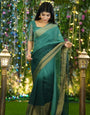 Mesmeric 1-Minute Ready To Wear Green Chiffon Silk Saree