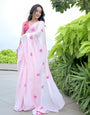 Preferable 1-Minute Ready To Wear Light Pink Georgette Saree