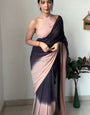 Majestic 1-Minute Ready To Wear Black and Peach Georgette Saree
