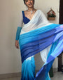 Panoply 1-Minute Ready To Wear Firozi and Blue Georgette Saree