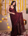 Murmurous Maroon Fancy Silk Saree With Surreptitious Blouse Piece