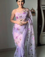 Charming 1-Minute Ready To Wear Lavender Organza Silk Saree