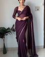 Eye-catching 1-Minute Ready To Wear Purple Georgette Saree