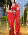 Innovative 1-Minute Ready To Wear Red Georgette Saree