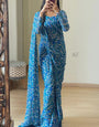 Alluring 1-Minute Ready To Wear Blue Georgette Saree
