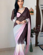 Flameboyant 1-Minute Ready To Wear Brown and Pink Georgette Saree