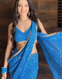 Magnetic 1-Minute Ready To Wear Blue Georgette Saree