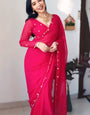 Fragrant 1-Minute Ready To Wear Dark Pink Georgette Saree
