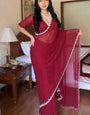 Most Blooming 1-Minute Ready To Wear Maroon Georgette Saree