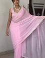 Capricious 1-Minute Ready To Wear Pink Georgette Saree