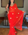 Sizzling 1-Minute Ready To Wear Red Georgette Saree