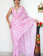 Energetic 1-Minute Ready To Wear Baby Pink Printed Satin Silk Saree
