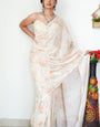 Gratifying 1-Minute Ready To Wear Beige Printed Satin Silk Saree