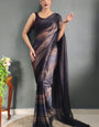 Blooming 1-Minute Ready To Wear Black Nylon Silk Saree