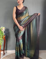 Unequalled 1-Minute Ready To Wear Dark Green Nylon Silk Saree