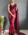Delectable 1-Minute Ready To Wear Maroon Nylon Silk Saree