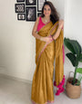 Beleaguer Mustard Tissue Silk Saree With Glorious Blouse Piece