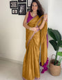 Ratatouille Mustard Tissue Silk Saree With Mellifluous Blouse Piece