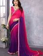 Confounding 1-Minute Ready To Wear Dark Pink and Purple Georgette Saree