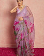 Rhapsody 1-Minute Ready To Wear Lavender Organza Silk Saree